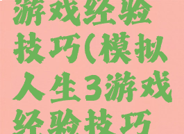 模拟人生3游戏经验技巧(模拟人生3游戏经验技巧大全)