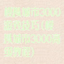 模拟城市3000游戏技巧(模拟城市3000高级教程)