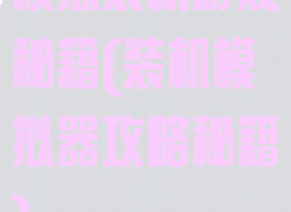 模拟装机游戏秘籍(装机模拟器攻略秘籍)