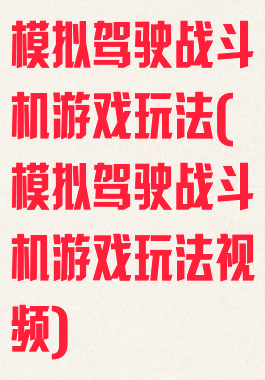 模拟驾驶战斗机游戏玩法(模拟驾驶战斗机游戏玩法视频)