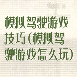 模拟驾驶游戏技巧(模拟驾驶游戏怎么玩)