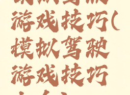 模拟驾驶游戏技巧(模拟驾驶游戏技巧大全)