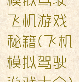 模拟驾驶飞机游戏秘籍(飞机模拟驾驶游戏大全)