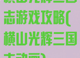 横山光辉三国志游戏攻略(横山光辉三国志动画)