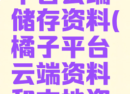 橘子游戏平台云端储存资料(橘子平台云端资料和本地资料)