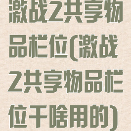 激战2共享物品栏位(激战2共享物品栏位干啥用的)