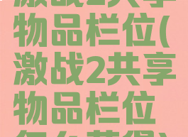 激战2共享物品栏位(激战2共享物品栏位怎么获得)