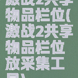 激战2共享物品栏位(激战2共享物品栏位放采集工具)
