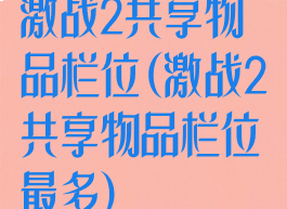 激战2共享物品栏位(激战2共享物品栏位最多)