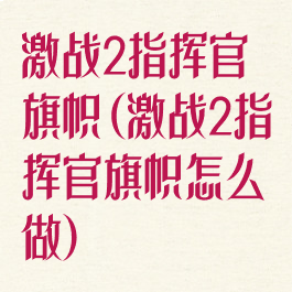 激战2指挥官旗帜(激战2指挥官旗帜怎么做)