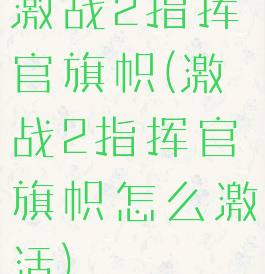 激战2指挥官旗帜(激战2指挥官旗帜怎么激活)