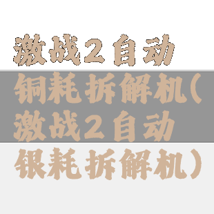 激战2自动铜耗拆解机(激战2自动银耗拆解机)