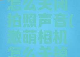 激萌相机怎么关闭拍照声音(激萌相机怎么关掉声音)