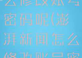 澎湃新闻怎么修改账号密码呢(澎湃新闻怎么修改账号密码呢视频)
