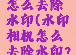 水印相机怎么去除水印(水印相机怎么去除水印?)