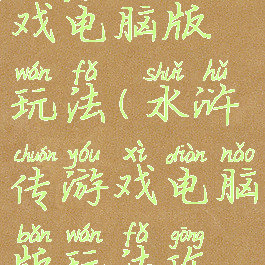 水浒传游戏电脑版玩法(水浒传游戏电脑版玩法攻略)