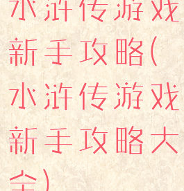 水浒传游戏新手攻略(水浒传游戏新手攻略大全)