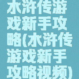 水浒传游戏新手攻略(水浒传游戏新手攻略视频)