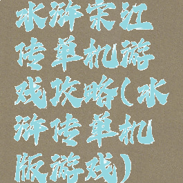 水浒宋江传单机游戏攻略(水浒传单机版游戏)