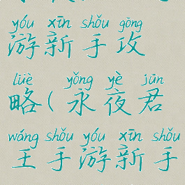 永夜君王手游新手攻略(永夜君王手游新手攻略图文)