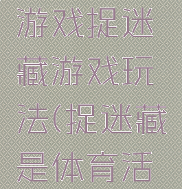 民间体育游戏捉迷藏游戏玩法(捉迷藏是体育活动吗)