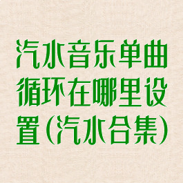 汽水音乐单曲循环在哪里设置(汽水合集)