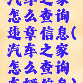 汽车之家怎么查询违章信息(汽车之家怎么查询车辆信息)