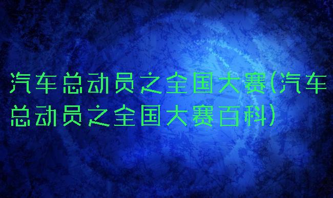 汽车总动员之全国大赛(汽车总动员之全国大赛百科)