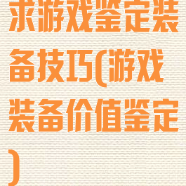 求游戏鉴定装备技巧(游戏装备价值鉴定)