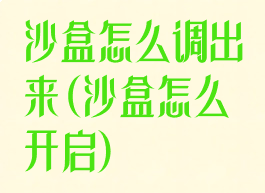 沙盒怎么调出来(沙盒怎么开启)