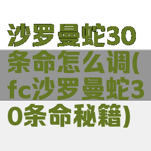 沙罗曼蛇30条命怎么调(fc沙罗曼蛇30条命秘籍)