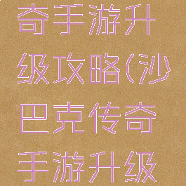沙巴克传奇手游升级攻略(沙巴克传奇手游升级攻略大全)