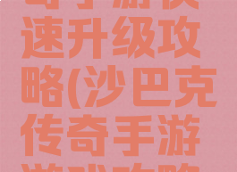 沙巴克传奇手游快速升级攻略(沙巴克传奇手游游戏攻略秘籍)