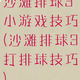 沙滩排球3小游戏技巧(沙滩排球3打排球技巧)