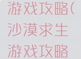 沙漠求生游戏攻略(沙漠求生游戏攻略第五关)