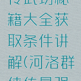 河洛群侠传武功秘籍大全获取条件讲解(河洛群侠传最强武功秘籍)