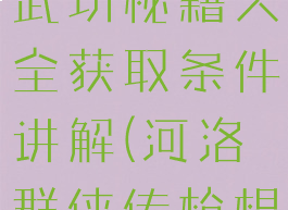 河洛群侠传武功秘籍大全获取条件讲解(河洛群侠传枪棍武器获取)