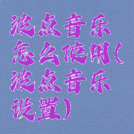 波点音乐怎么使用(波点音乐设置)