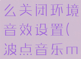 波点音乐怎么关闭环境音效设置(波点音乐mv关闭)