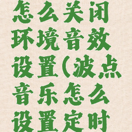 波点音乐怎么关闭环境音效设置(波点音乐怎么设置定时关闭)