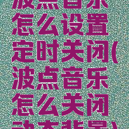 波点音乐怎么设置定时关闭(波点音乐怎么关闭动态背景)