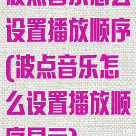 波点音乐怎么设置播放顺序(波点音乐怎么设置播放顺序显示)