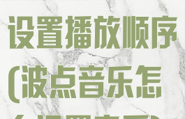 波点音乐怎么设置播放顺序(波点音乐怎么设置音质)