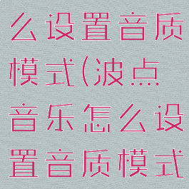 波点音乐怎么设置音质模式(波点音乐怎么设置音质模式的)
