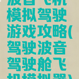 波音飞机模拟驾驶游戏攻略(驾驶波音驾驶舱飞机模拟器)