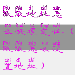 派派地址怎么快速定位(派派怎么设置地址)