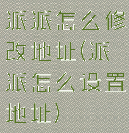 派派怎么修改地址(派派怎么设置地址)