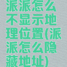 派派怎么不显示地理位置(派派怎么隐藏地址)