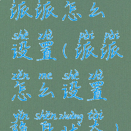 派派怎么设置(派派怎么设置隐身状态)