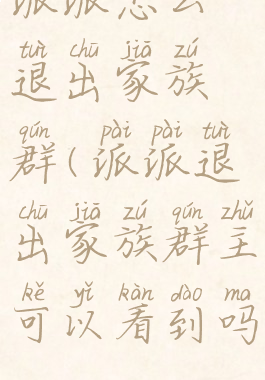 派派怎么退出家族群(派派退出家族群主可以看到吗)